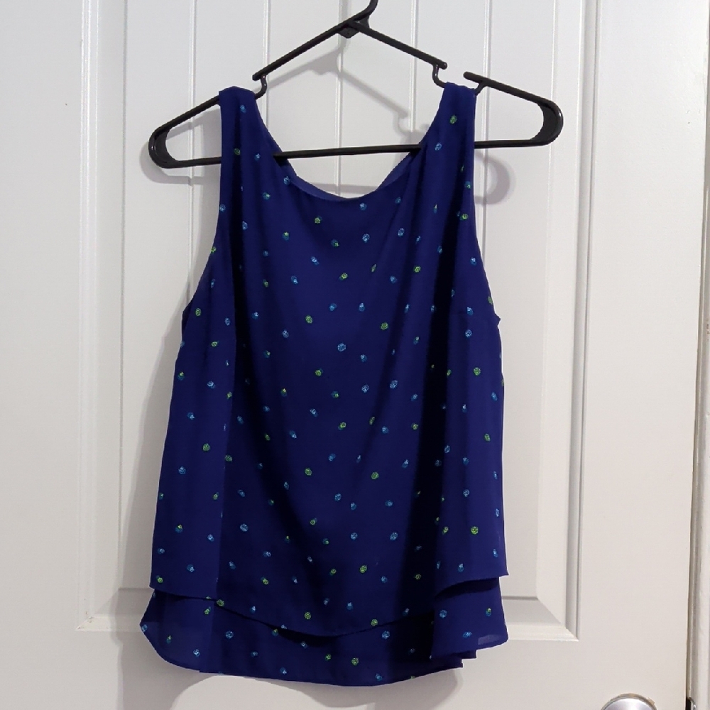 Worthington Navy and Green Polka Dot Tank Top